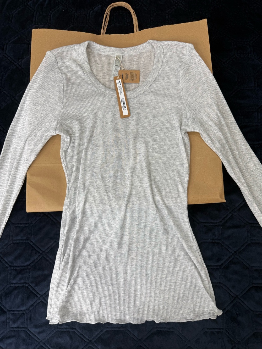 SKIMS Light Gray Ribbed Long Sleeve Top